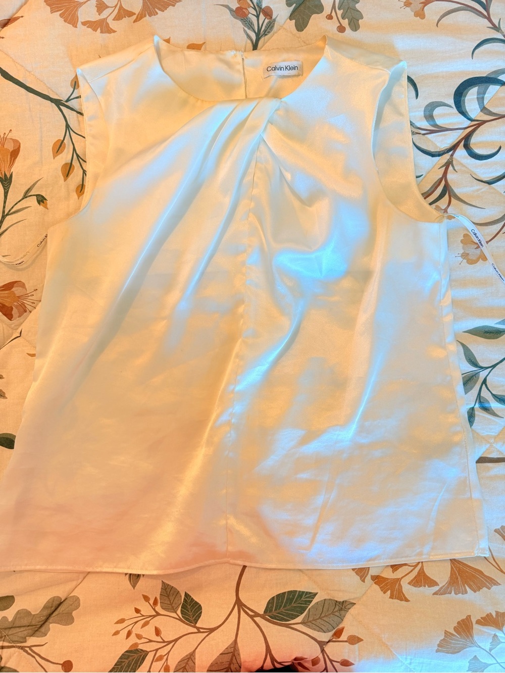 Calvin Klein Cream Satin Shell Top
